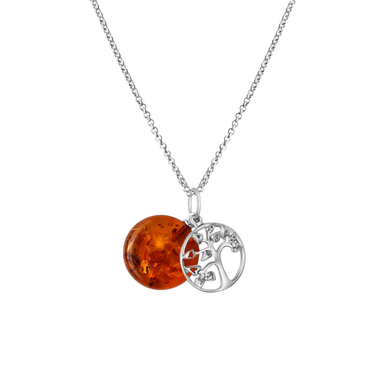 925/- Sterling silver rhodium plated amber