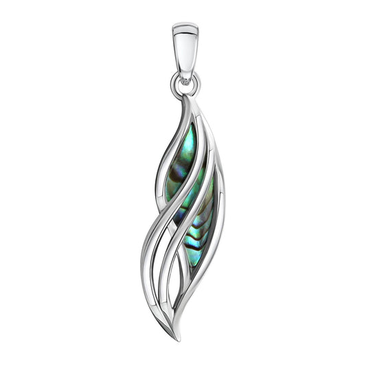 925/- Sterling Silver Rhodium Plated Abalone