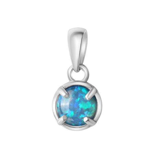 925/- Sterling silver rhodium-plated synthetic opal blue