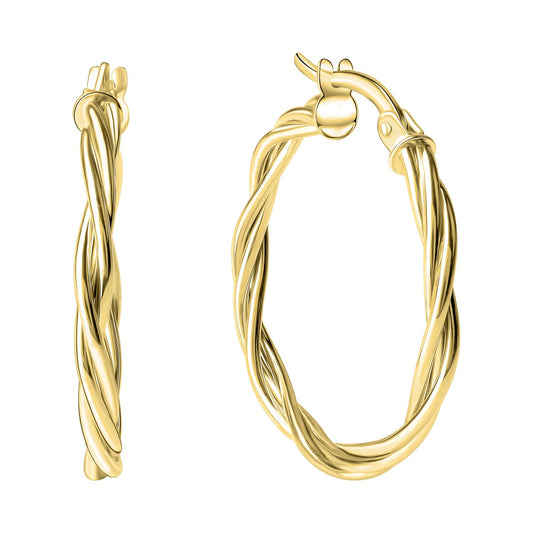 Hoop earrings 375/- yellow gold twisted in 3 rows