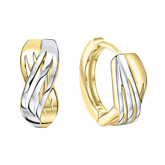 Hoop earrings 375/- yellow gold bicolor shine