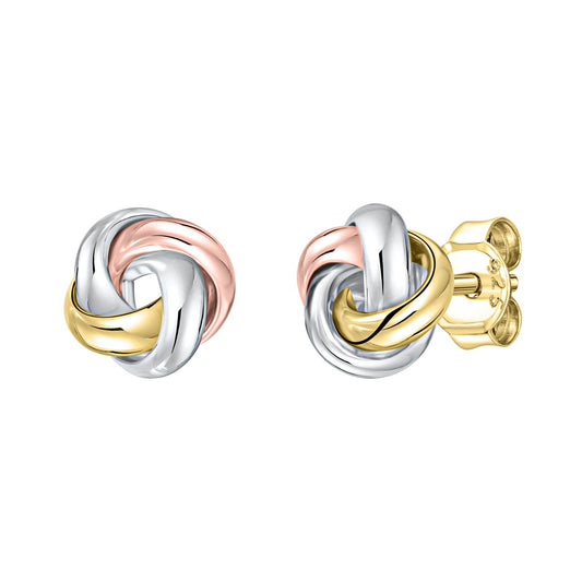 Stud earrings 375/- yellow gold tricolor