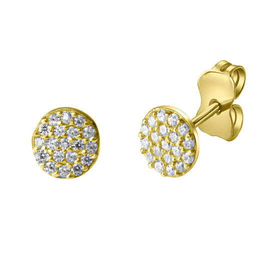 Stud earrings 375/- yellow gold zirconia