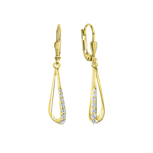 Earrings 375/- yellow gold bicolor zirconia