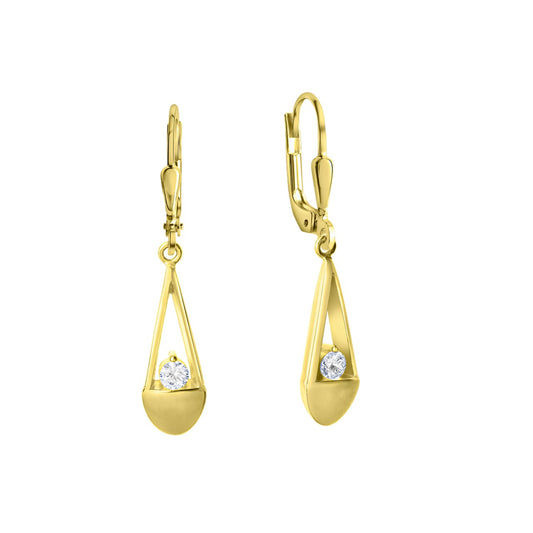 Earrings 375/- yellow gold shiny/matt zirconia