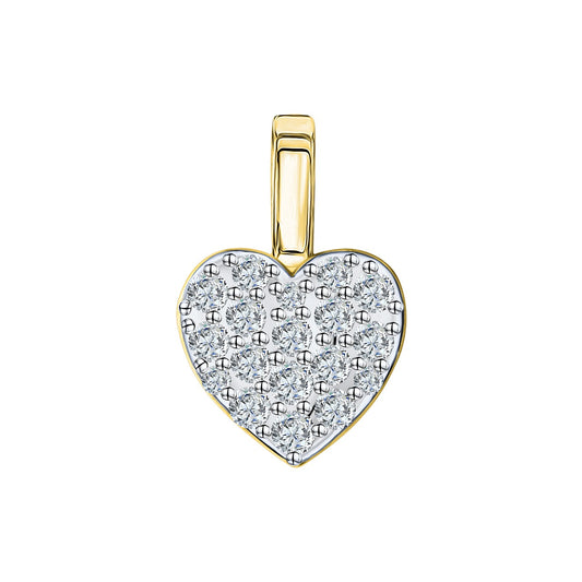 Pendant 375/- yellow gold bicolor heart zirconia