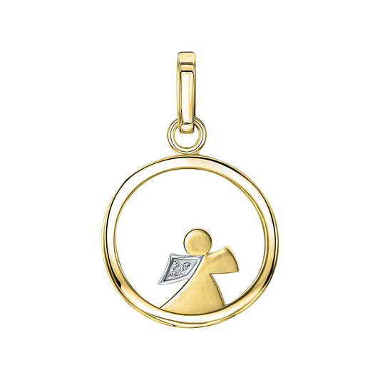 Pendant 375/- yellow gold two-tone zirconia