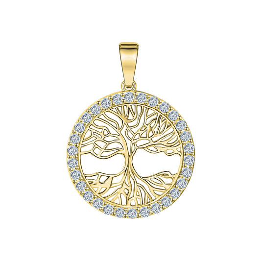 Pendant 375/- yellow gold zirconia tree of life