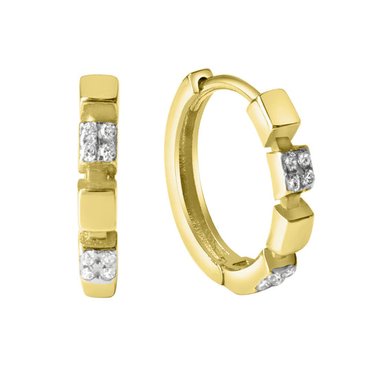 Folding hoop earrings 375/- yellow gold bicolor zirconia