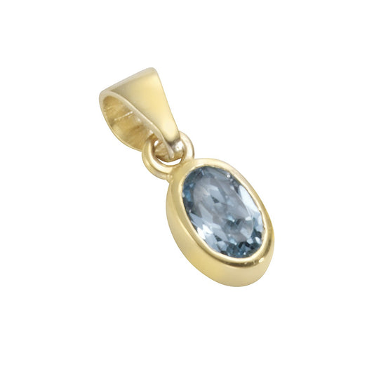 Pendant 585/- gold 1.3cm blue topaz beh.