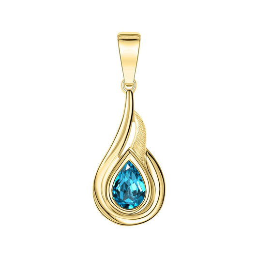 Pendant 375/- yellow gold shiny blue topaz