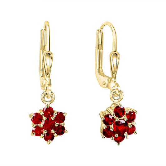 Earrings 333/- yellow gold with garnet