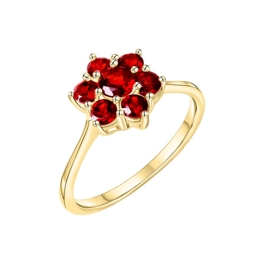 Ring 333/- yellow gold shiny garnet