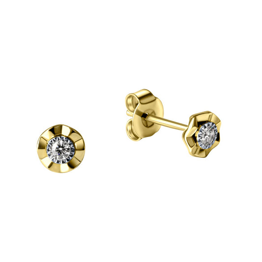 Stud earrings 585/- yellow gold bicolor with brilliant