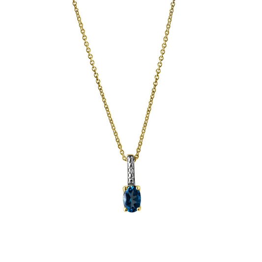 Necklace 585/- yellow gold bicolor with London topaz and diamonds