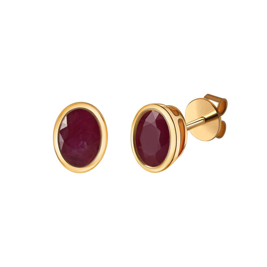 585/- yellow gold shiny oval ruby