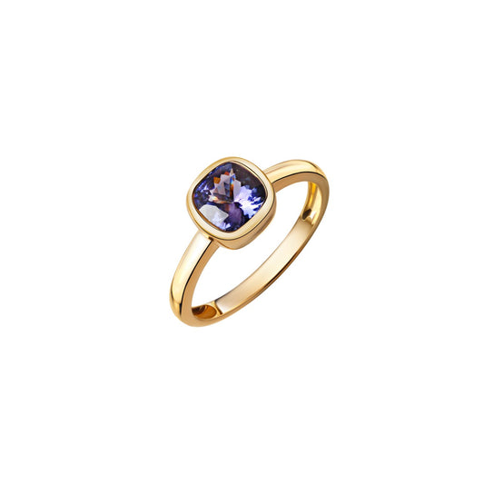 585/- yellow gold shiny tanzanite