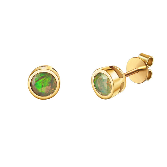 Stud earrings 585/- yellow gold shiny opal