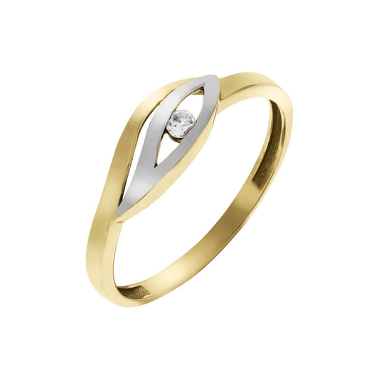 Ring 375/- yellow gold bicolor zirconia