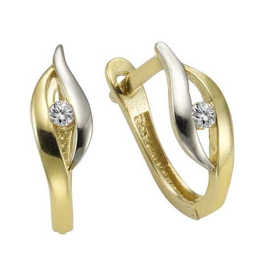 Folding hoop earrings 375/- yellow gold bicolor zirconia