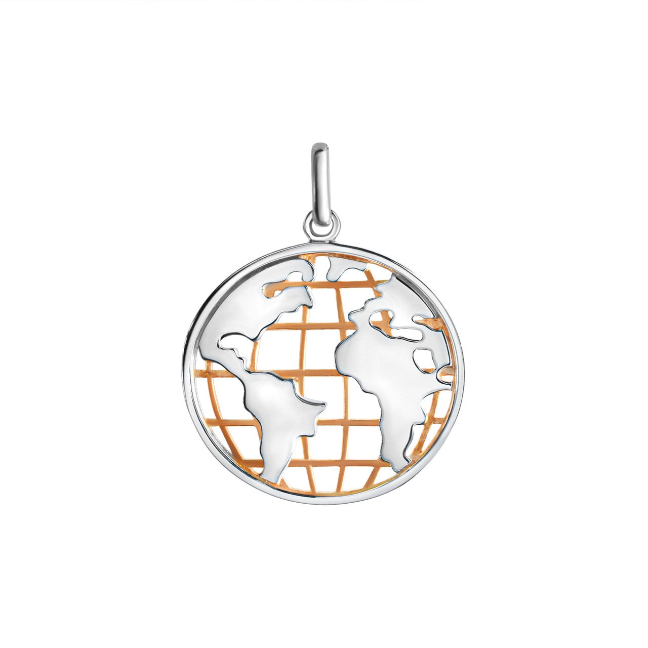 925/- Sterling silver rhodium-plated, partly rose gold-plated with earth motif