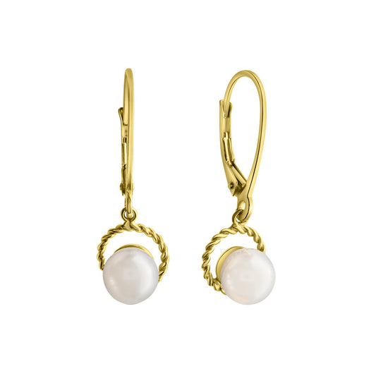 Earrings 375/- yellow gold freshwater pearl