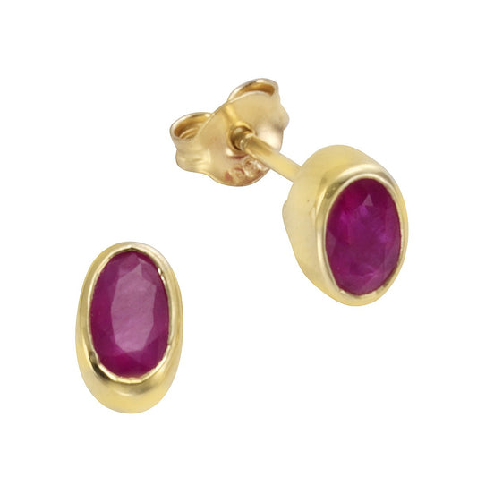 Stud earrings 585/- yellow gold ruby