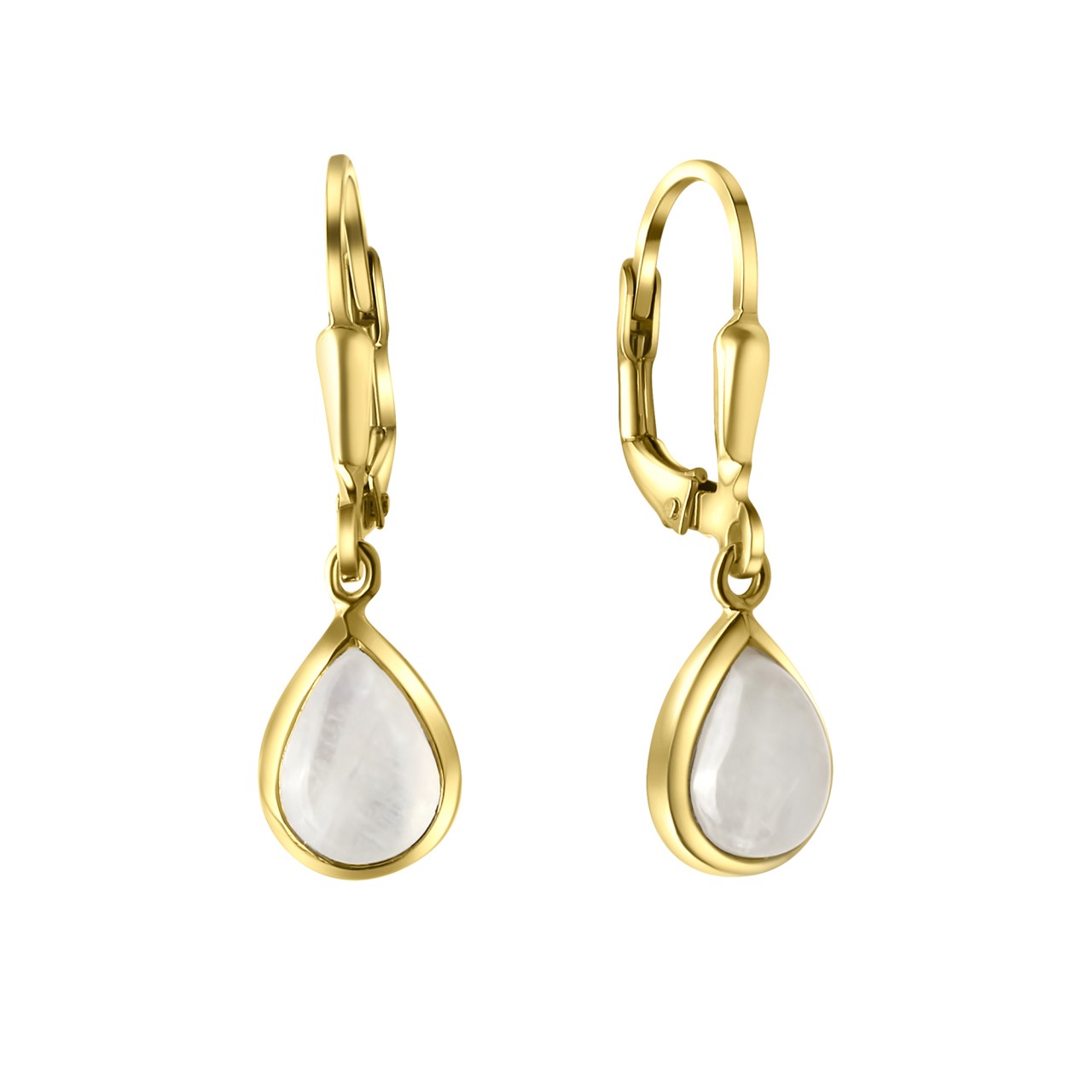 Earrings 375/- yellow gold moonstone