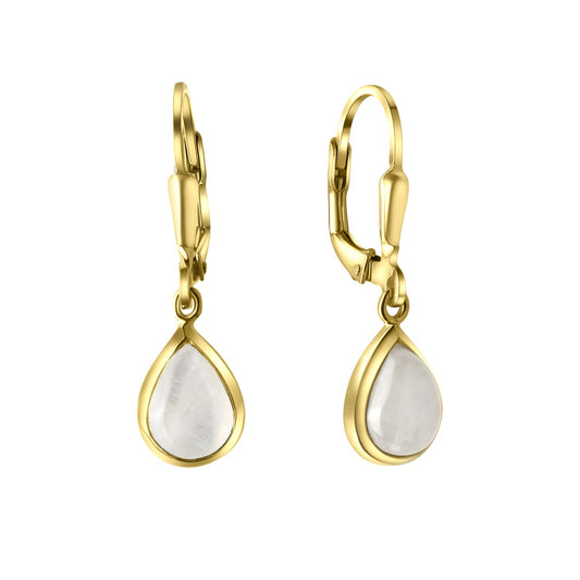 Earrings 375/- yellow gold moonstone