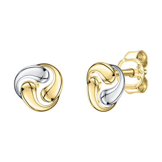 Stud earrings 375/- yellow gold bicolor