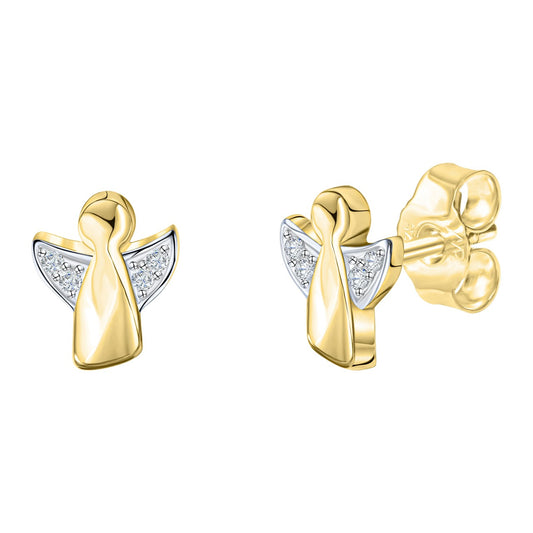 Stud earrings 375/- yellow gold two-tone angel motif