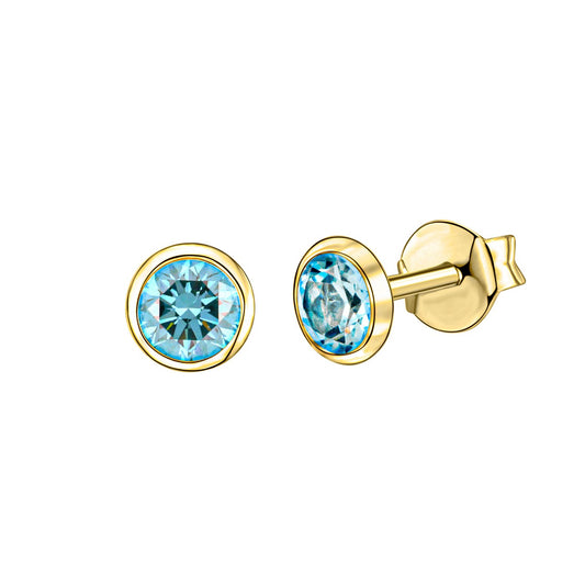 Stud earrings 585/- yellow gold blue topaz