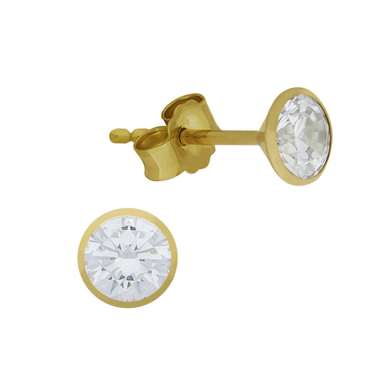 Stud earrings 585/- yellow gold zirconia