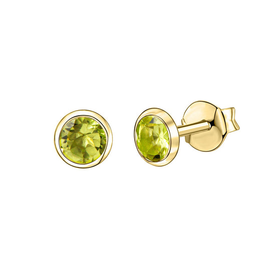 Stud earrings 585/- yellow gold peridot