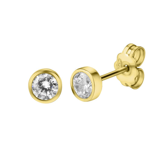 Stud earrings 375/- yellow gold zirconia