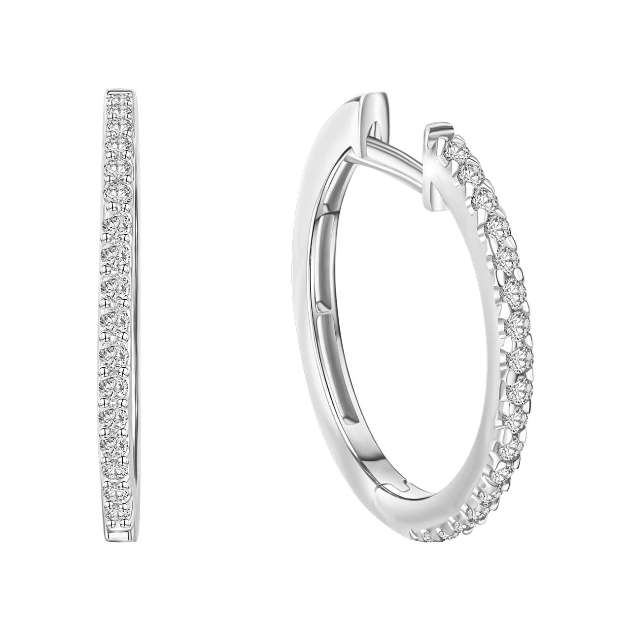 Folding hoop earrings 375/- white gold zirconia