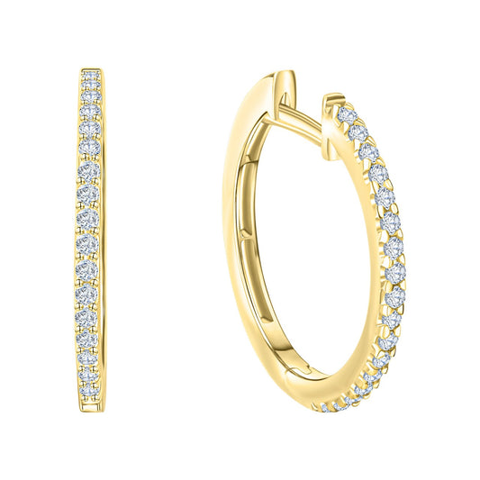 Folding hoop earrings 375/- yellow gold zirconia