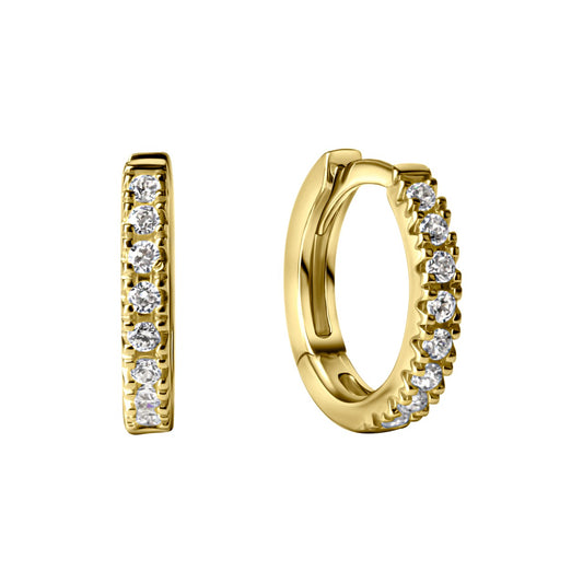 Folding hoop earrings 585/- yellow gold zirconia