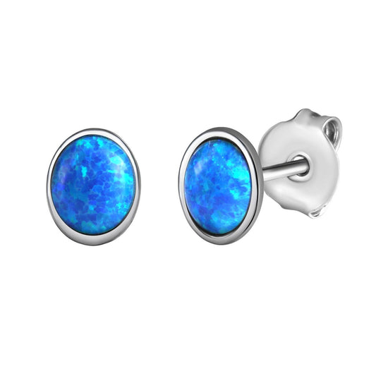 Ohrstecker 925/- Sterling Silber rhodiniert 0,7cm imit. Opal