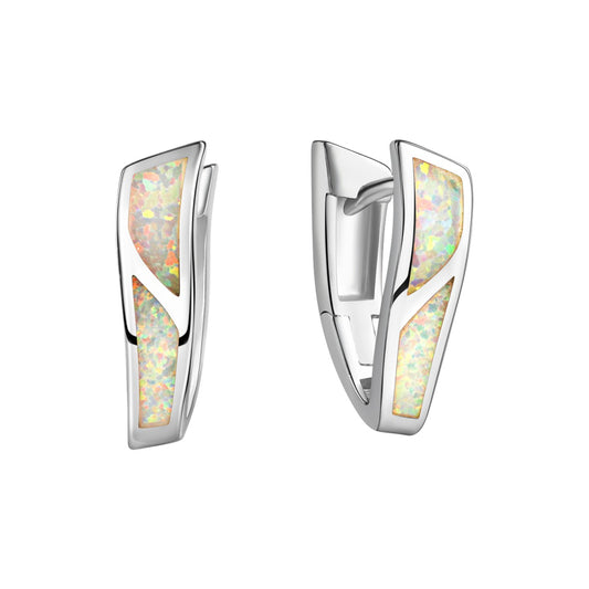 925 sterling silver rhodium-plated synthetic opal white