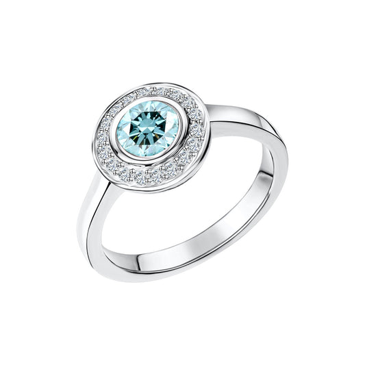 925/- Sterling silver rhodium plated blue topaz and white topaz