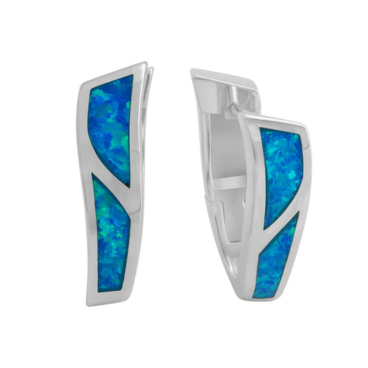 925 sterling silver rhodium-plated synthetic opal blue