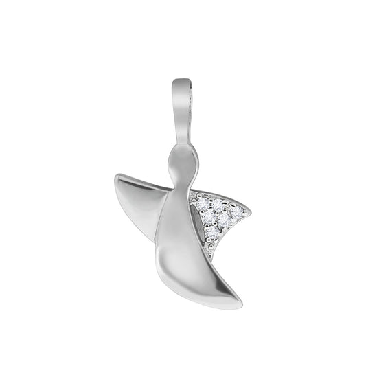 925/- Sterling silver rhodium plated angel zirconia white