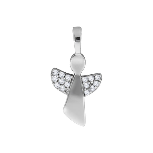 925/- Sterling silver rhodium plated angel zirconia white