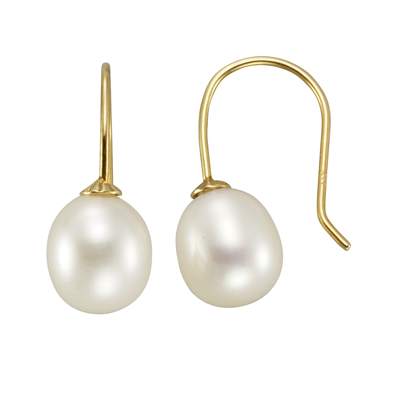 585/- yellow gold shiny freshwater pearl 8-8.5mm