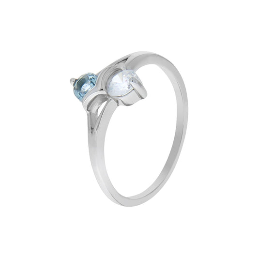 925/- Sterling silver rhodium plated with zirconia and glass stone