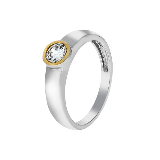 925/- Sterling silver rhodium-plated, partly gold-plated zirconia