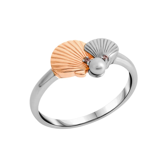 925/- Sterling silver rhodium plated partly red gold plated shell