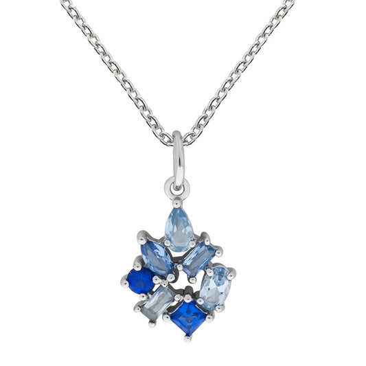 925/- Sterling silver rhodium-plated synthetic blue stones