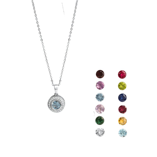 925/- Sterling silver rhodium-plated zirconia and interchangeable stones